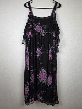 Free People Vintage Whimsigoth Purple Floral Midi Dress